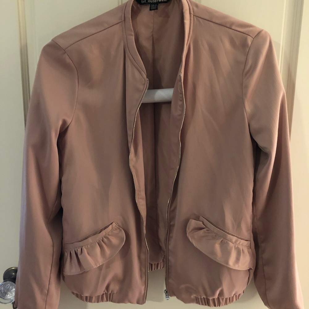 Blush pink Zara ruffle jacket
